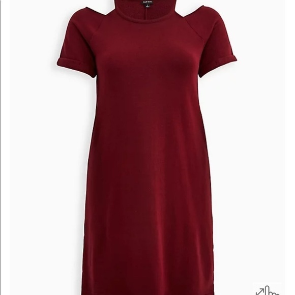 TORRID cold shoulder wine cozy fleece dress! - Picture 5 of 6